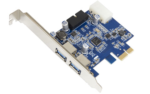 Top view of the add-on card, angled slightly to the right